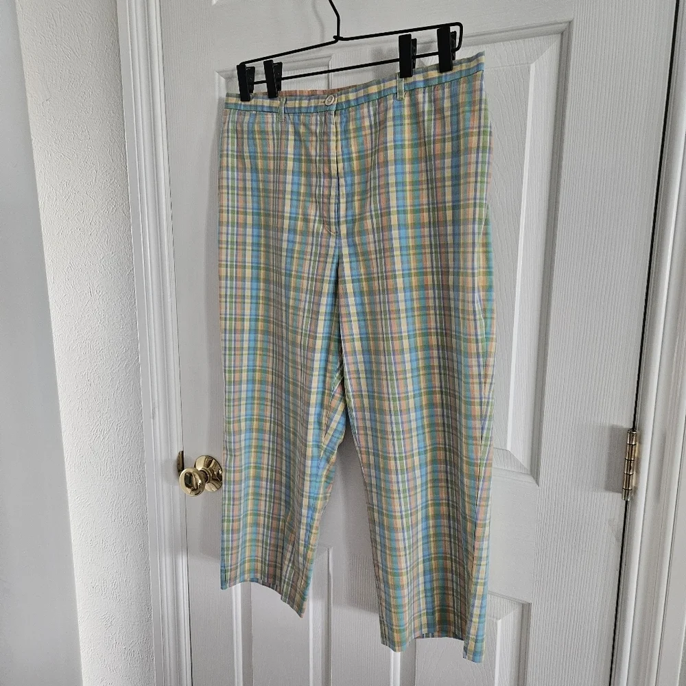 NWOT Vintage Lauren By Ralph Lauren Pastel Plaid Cropped Pants - Picture 3 of 8